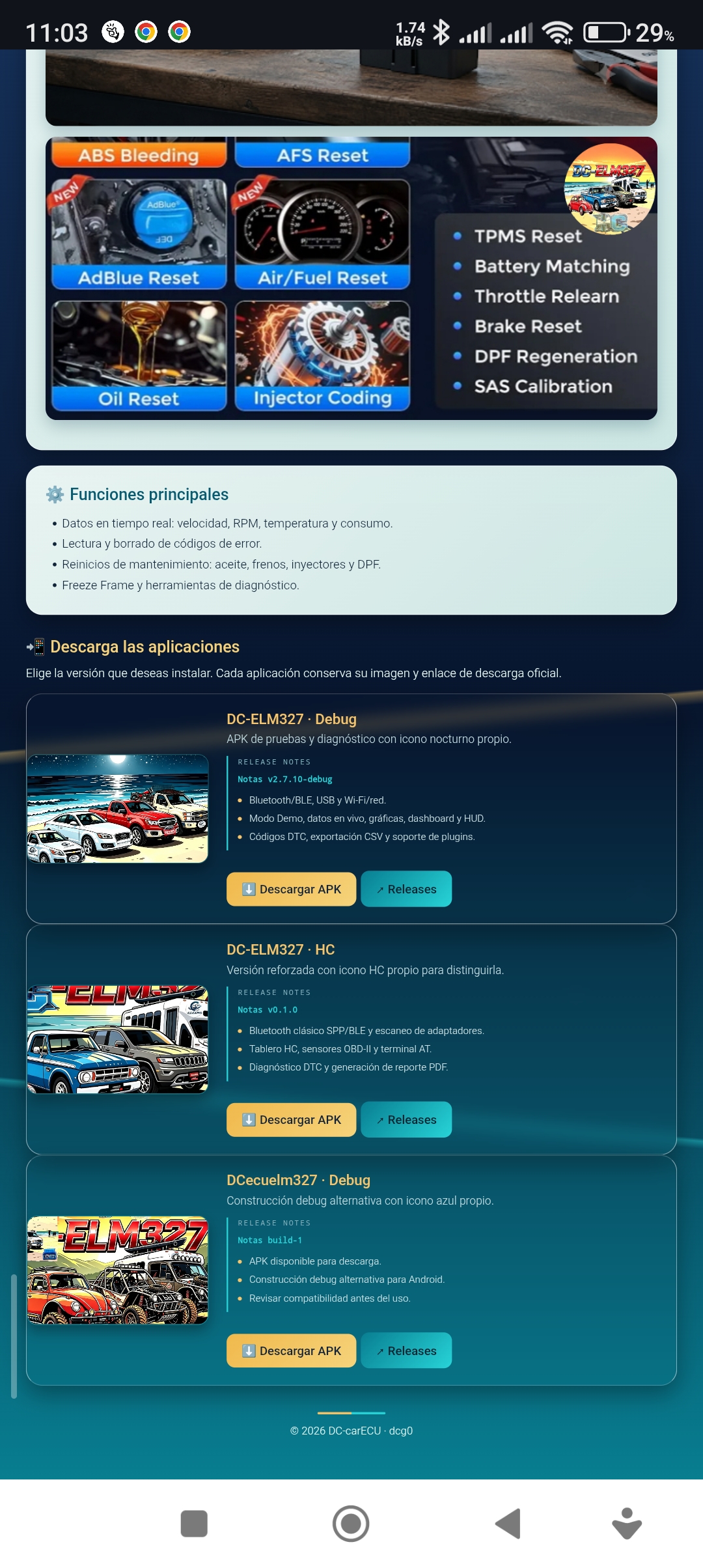 DC-ESCANER, aplicación de diagnóstico vehicular