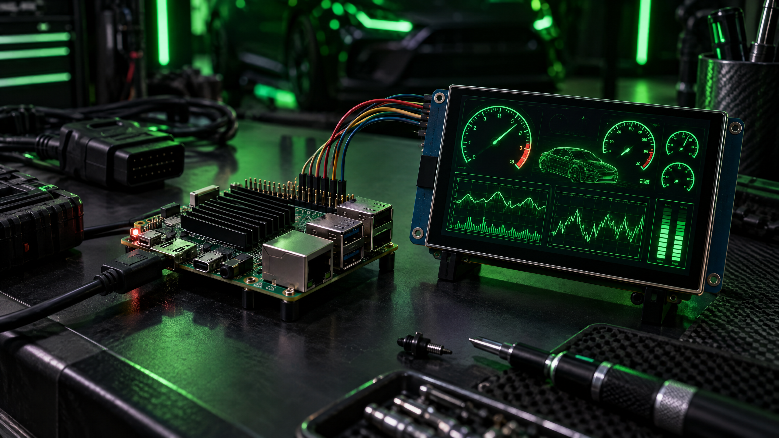 Raspberry Pi con pantalla SPI de 3.5 pulgadas y dashboard ECU